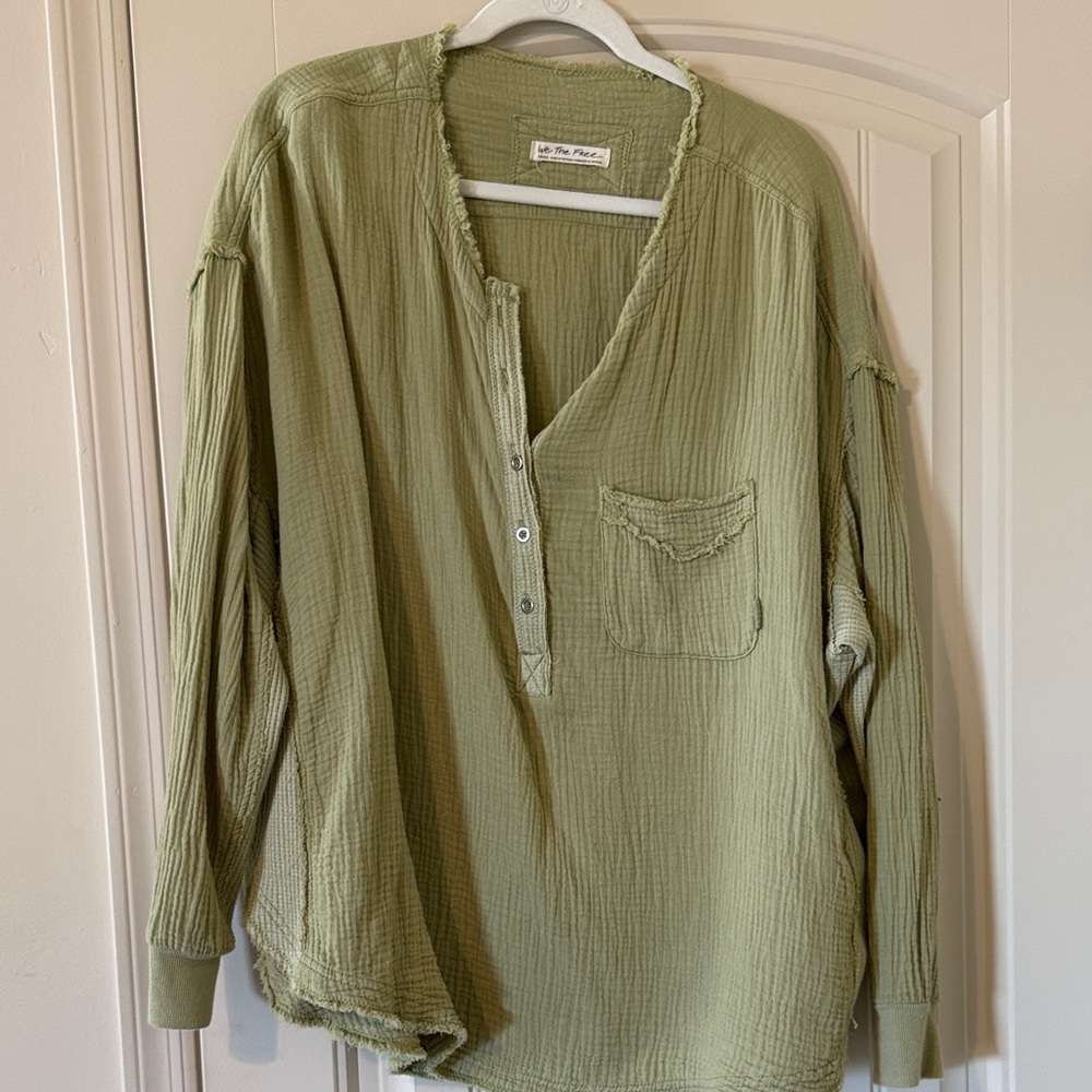 We The Free Green Textured Shirt